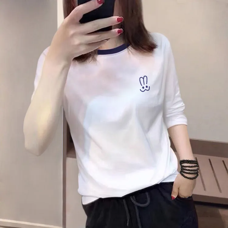 欧洲站2025年春夏新款韩版宽松七分袖中袖短袖t恤女打底亲肤上衣