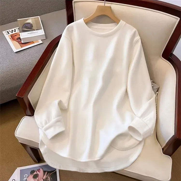 德绒打底衫女内搭中长款遮屁股上衣2025春季新款加绒加厚长袖T恤