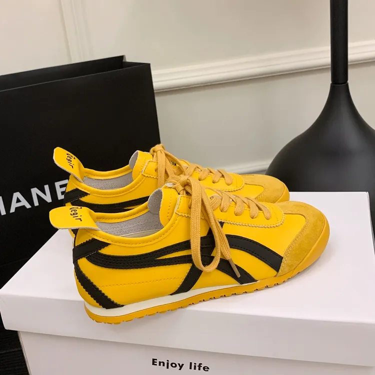 真皮软底黄色阿甘鞋美式复古百搭银色德训鞋女2025新款运动休闲鞋