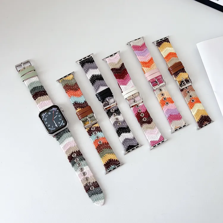 适用苹果Apple WatchS10智能S9手表SE表带Ultra2多巴胺S7针织皮S8