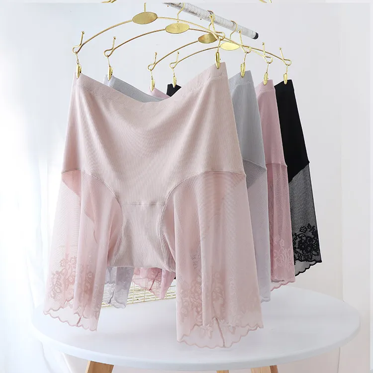 120-210斤蕾丝高腰大码安全裤夏季防走光女士舒适五分裤打底裤