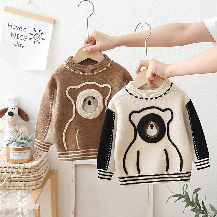 男童毛衣2025秋冬新款中小童圆领百搭针织衫韩版加厚保暖套头毛衣