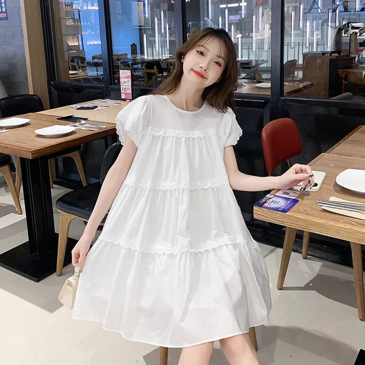 孕妇装连衣裙夏季新款韩版宽松小个子时尚气质裙子夏天白裙孕妇裙