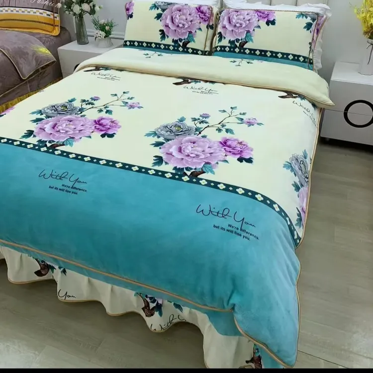 2025年新款高克重高端印花牛奶绒四件套