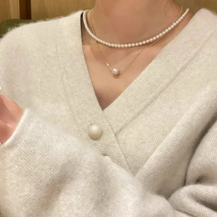 链子925银 双层叠戴百搭高级感项链女简约时尚气质锁骨链毛衣链