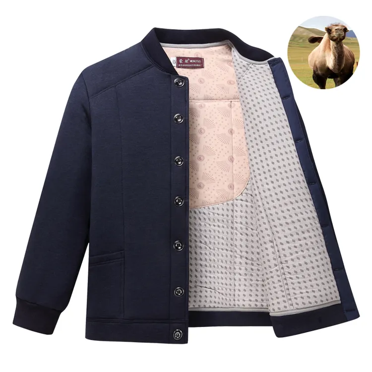 老年人男士加厚加绒保暖棉衣立领爸爸装大码棉袄宽松夹克棉服外套