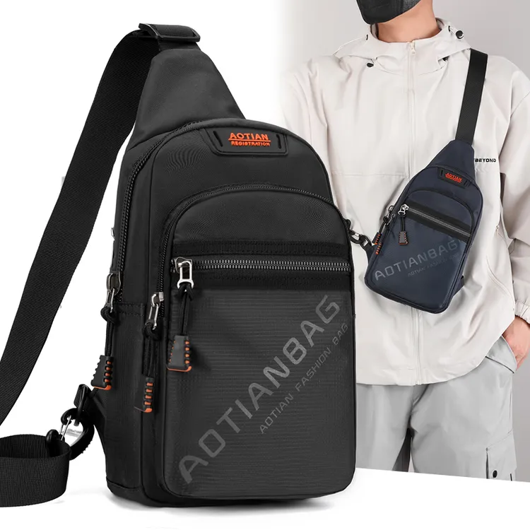 83028新款男士胸包新款休闲单肩包牛津布通勤户外大容量斜挎包男