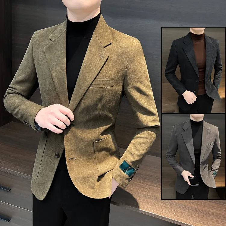 休闲西装男款2025炸街成熟痞帅男装商务修身时尚秋季潮流西服外套