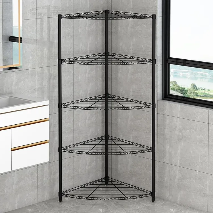 免打孔浴室置物架多层落地三角收纳架洗澡间卫生间铁艺脸盆架防水