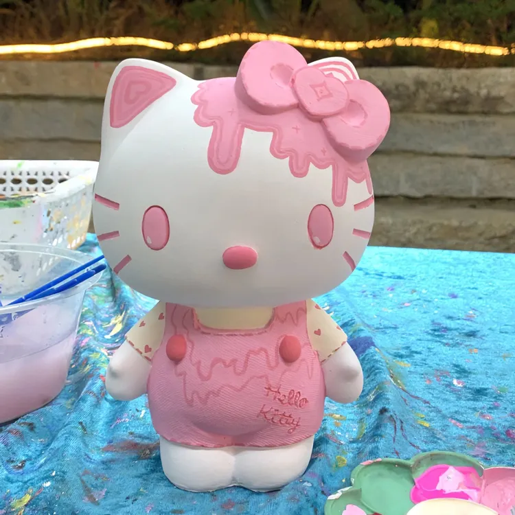 网红hollekitty卡通娃娃涂色白胚diy彩绘填色存钱罐创意亲子涂鸦