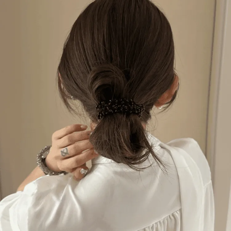 发圈手链两用橡皮筋珠珠女百搭气质简约高弹闪闪发绳马尾头绳头饰