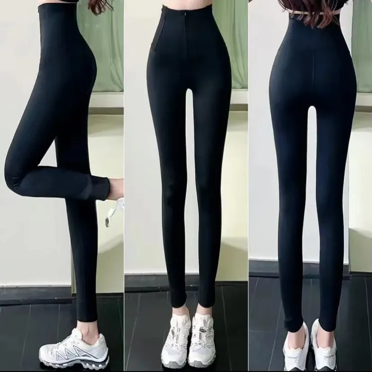 卡卡第十九代新品高腰双压收腹拉链鲨鱼裤