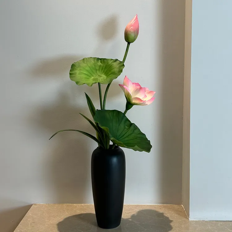 【柿吉】六月春 满塘仿真荷花仿真荷叶荷包仿真花绢花桌面客厅摆件