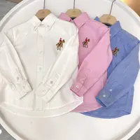 春秋季新款儿童休闲翻领纯色棉质长袖衬衫百搭中大童宝宝外搭衬衣