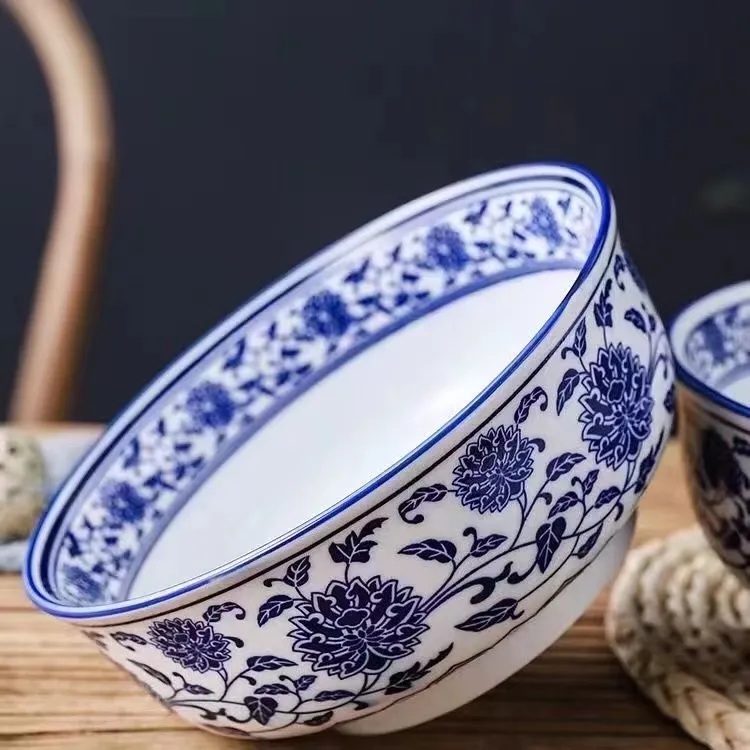 2个装青花瓷7英寸拉面碗家用陶瓷中式商用大碗