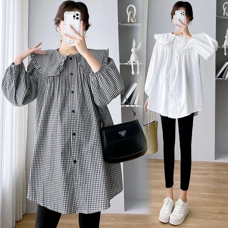 孕妇秋装洋气时髦胖妹妹大码女装2025早秋新款上衣高级感娃娃衫