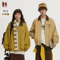 【柴碧云专属】江南先生美式复古外套秋季拼色翻领宽松情侣JN43W020