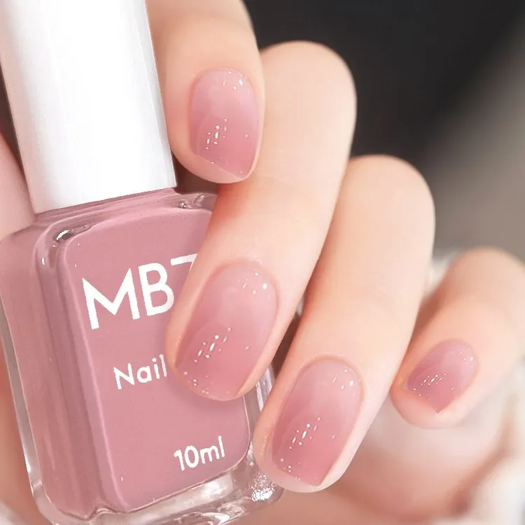 美甲冰透裸色指甲油气质百搭果冻透明指甲油无味可撕拉可剥流行色