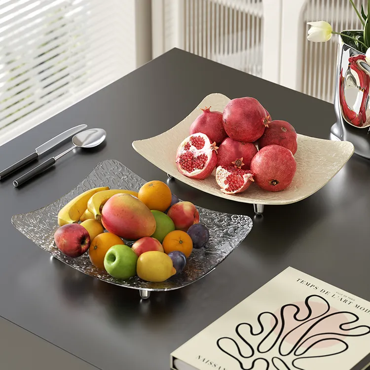 荞芬轻奢水波纹果盘家用网红创意水果盘加厚大容量托盘零食干果盘商品图