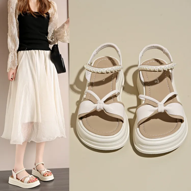 厚底凉鞋女夏季2024新款百搭平底凉鞋外穿罗马鞋休闲时装沙滩鞋潮