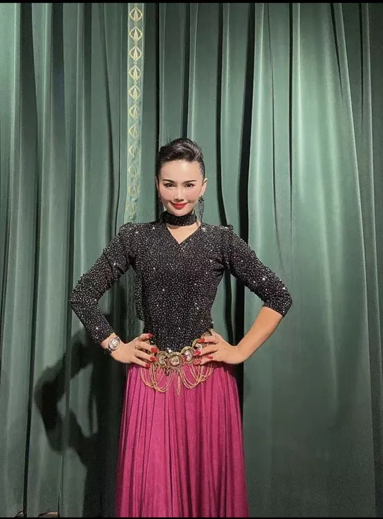 古丽米娜舞蹈上衣黑色时尚百搭时尚