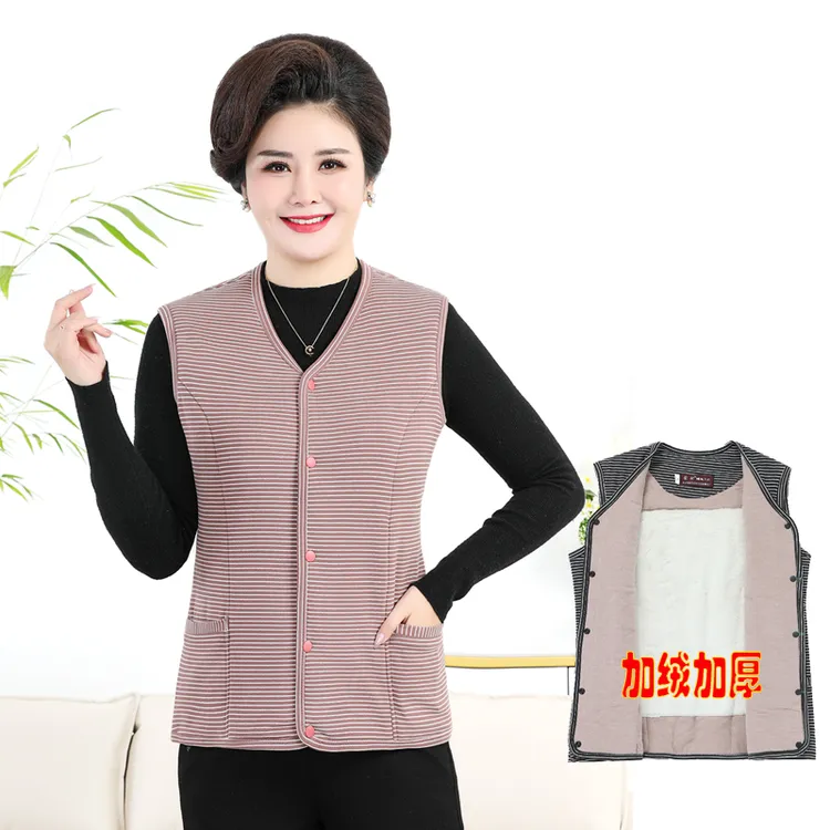 冬装中老年女装驼绒棉马甲加厚保暖弹力坎肩背心妈妈洋气百搭马夹