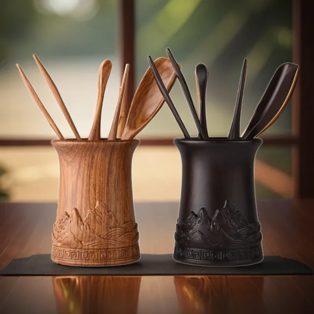 叙锦黑檀木茶道六君子茶具功夫茶道配件新款花梨实木茶夹茶勺茶则