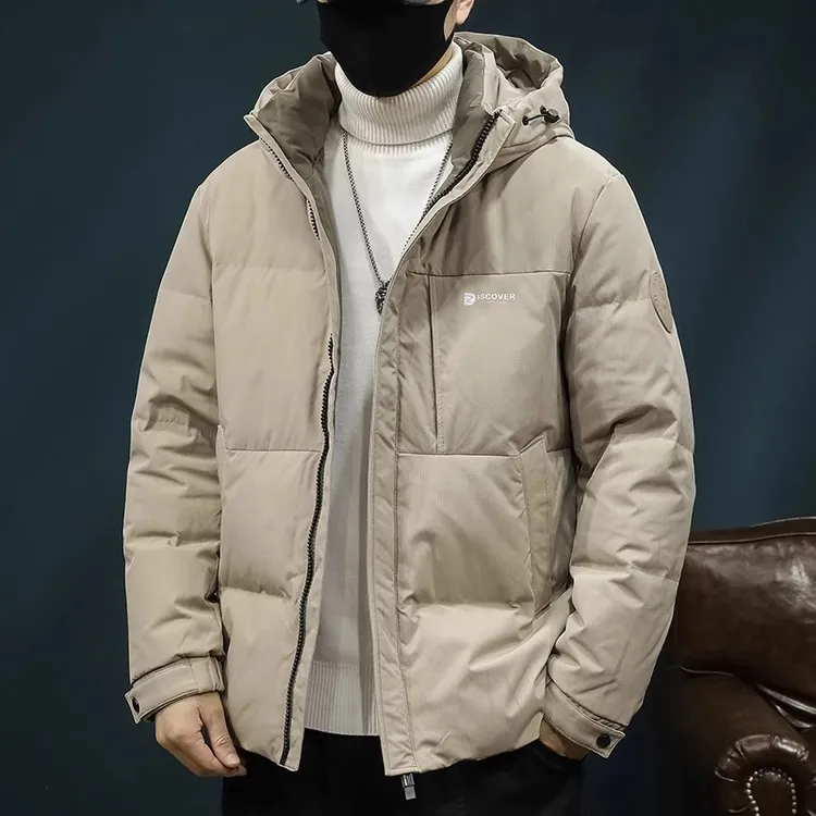 Cebrodz鸭绒冬季羽绒服男连帽2025新款大码简约外套
