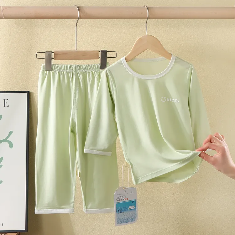 天丝莱赛尔儿童睡衣套装春秋男童薄款睡衣睡裤韩版A类无骨家居服