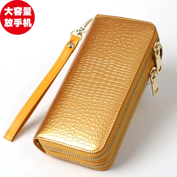 招财金钱包女士大容量双层长款拉链手机包2025新款爆款网红皮夹子
