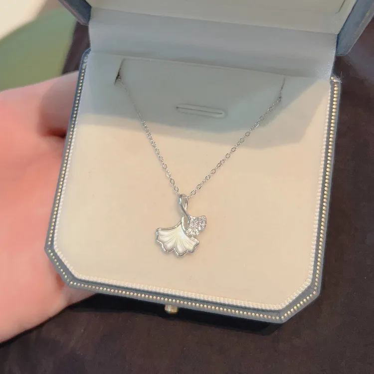 坠链均925银 三生有幸银杏叶项链女不掉色小众锁骨链送女朋友七夕