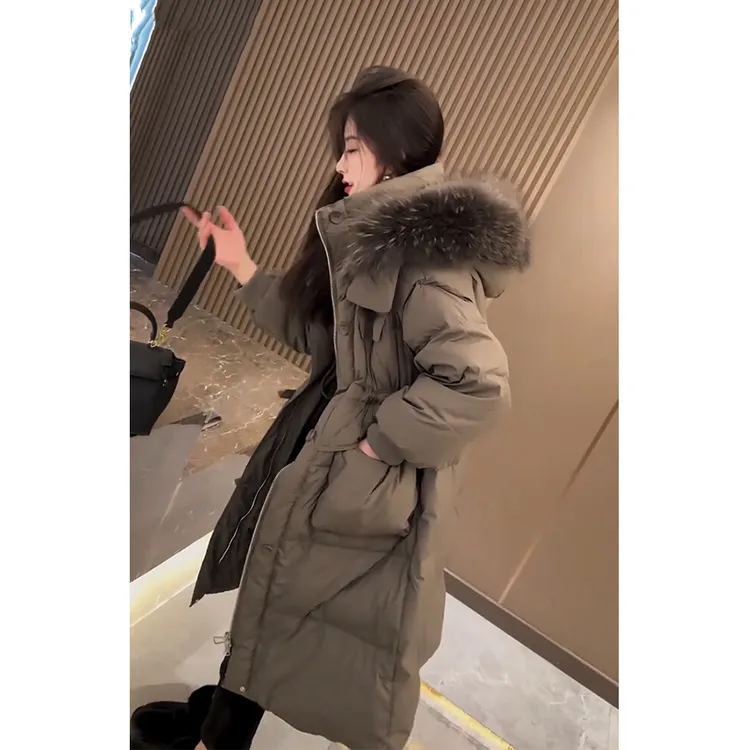 【现货】高级感超好看设计感中长款收腰显瘦连帽棉衣棉服外套女冬季