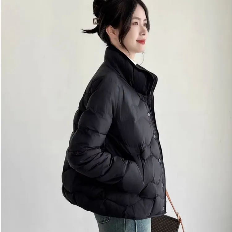 95白鹅绒短款立领羽绒服女2024冬日新款进口高强洋气轻薄羽绒服