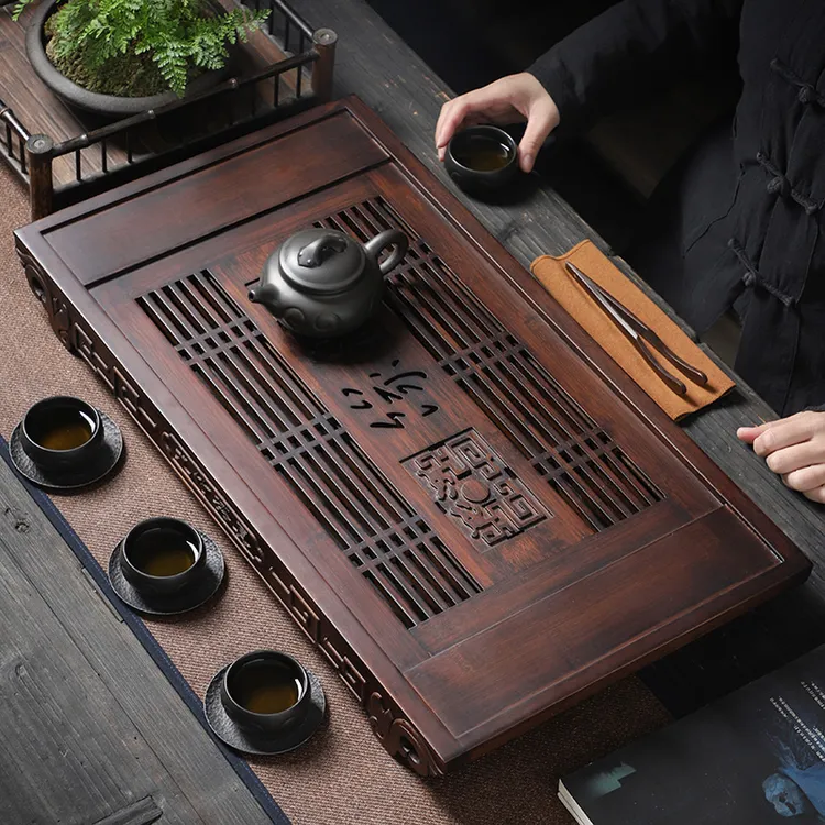 九竹竹制茶盘家用办公复古中式蓄排两用茶台茶海沥水干泡功夫托盘