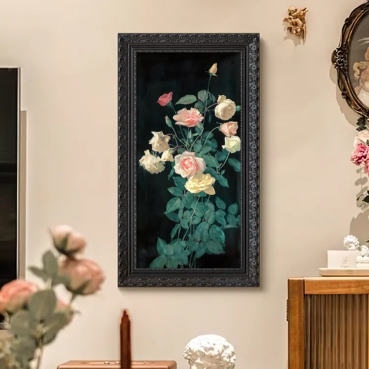 玫瑰》高级感法式优雅复古客厅装饰画美式中古风玄关卧室花卉挂画