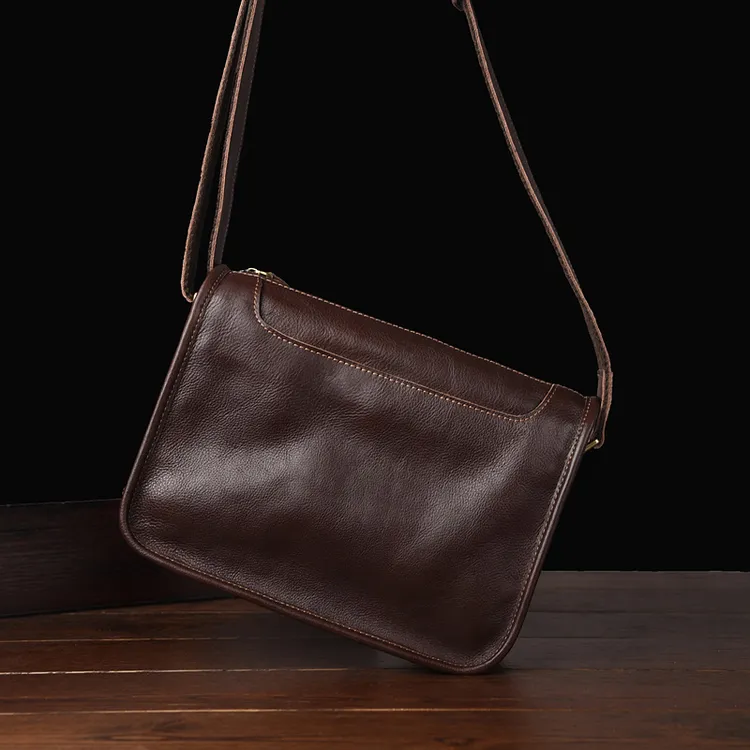 中号复古背包男士男款头层牛皮单肩包纯牛皮小方包款斜挎包邮差包
