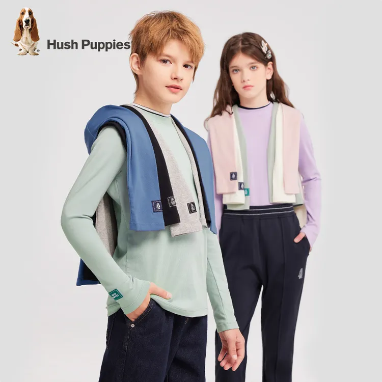 S暇步士童装多色简约优弹休闲感亲肤长袖舒适打底衫DR