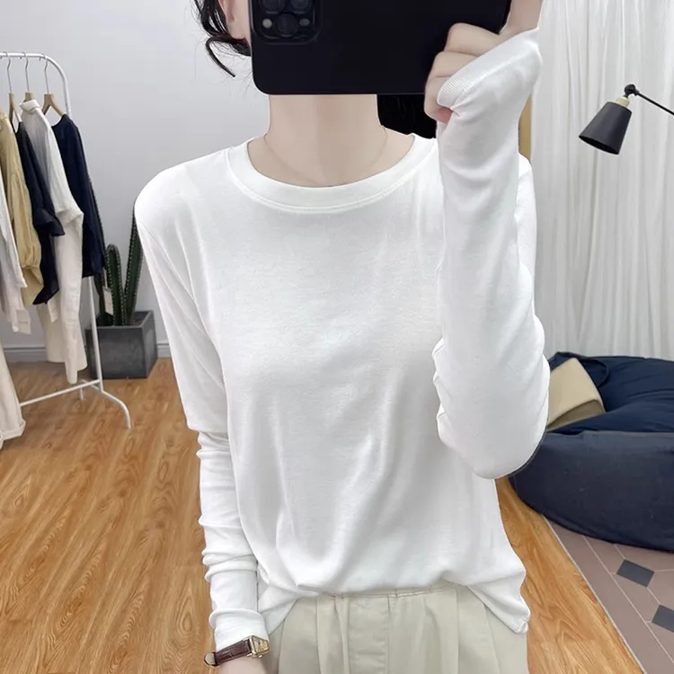 秋装超柔打底衫女长袖T恤基础款圆领显瘦内搭上衣春秋新款体恤衫