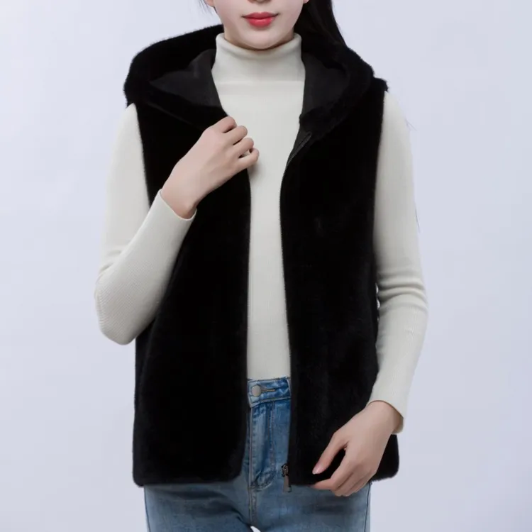 【大芳轻奢】男女秋冬百搭保暖马甲大码女款连帽毛毛坎肩时尚抗寒