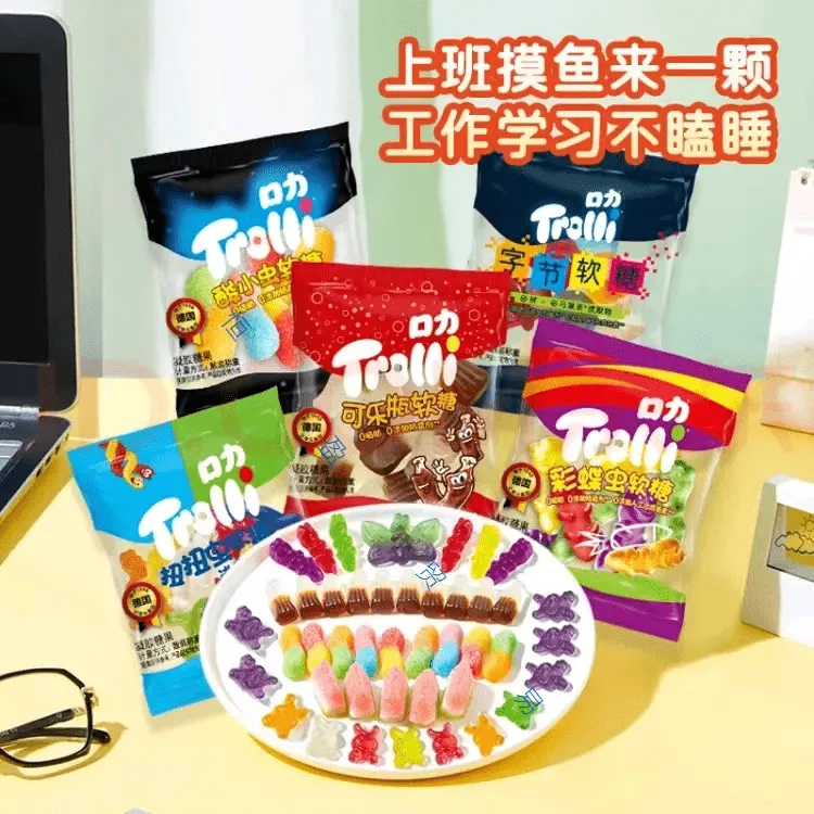 口力酸小虫可乐瓶软糖60g网红造型酸味儿童橡皮糖休闲零食整箱