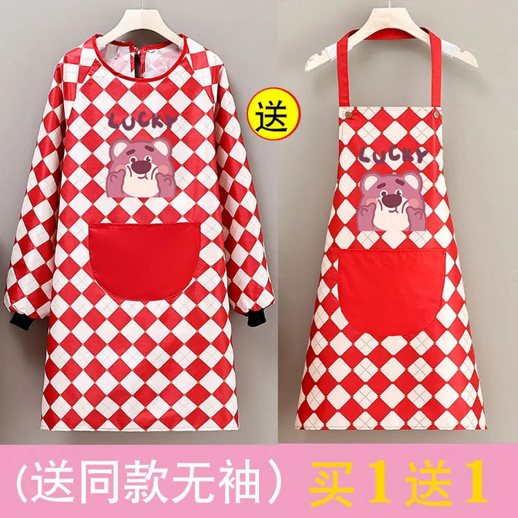 网红新款喜庆防水红色围裙家用做饭餐饮防油污耐脏工作服罩衣印字
