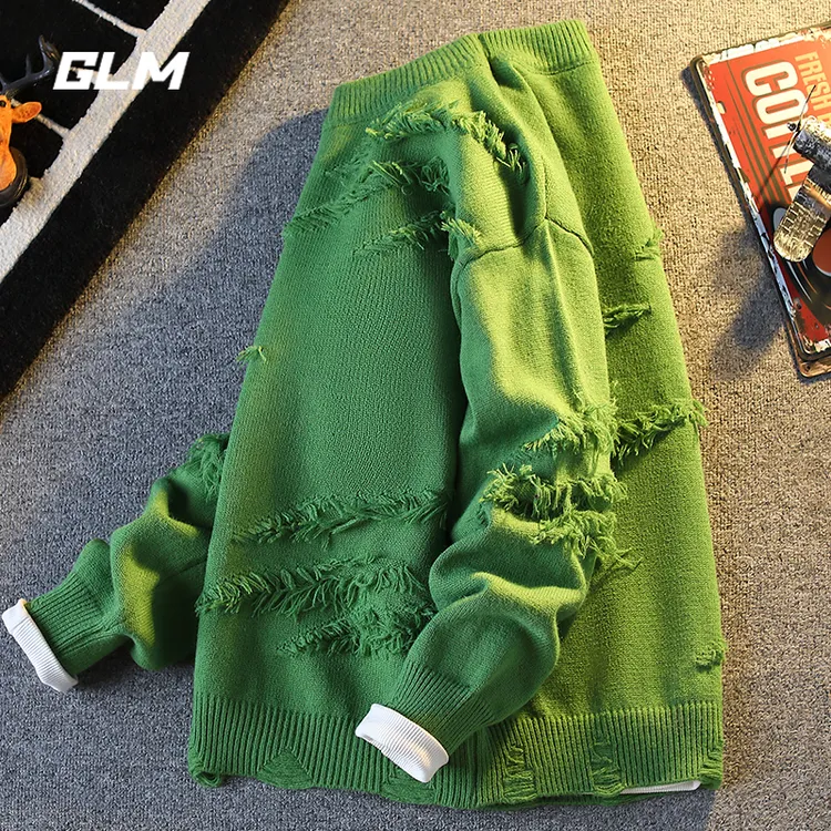 GLM秋冬新款青少年学生加厚保暖打底针织衫宽松套头毛衣 男外套