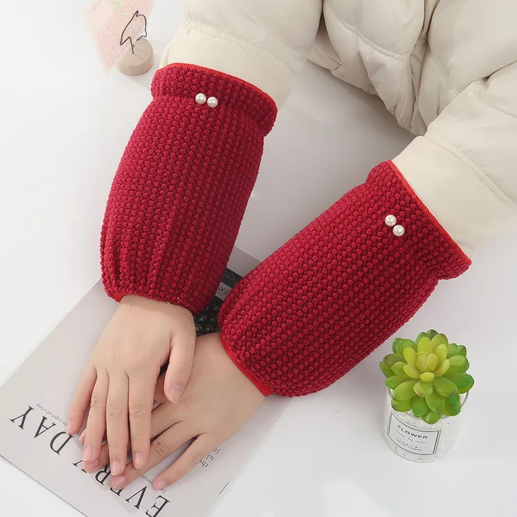 冬季短款袖套女泡泡绒布防污耐脏成人办公护袖学生时尚百搭护袖