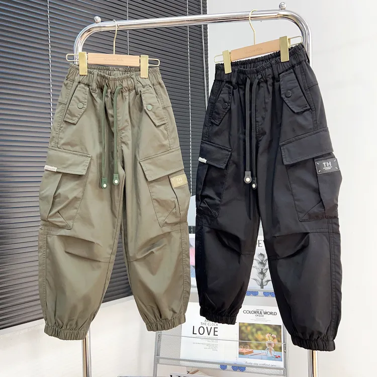 男童裤子2024春款中大童帅气工装裤儿童宽松休闲裤男孩洋派长裤潮