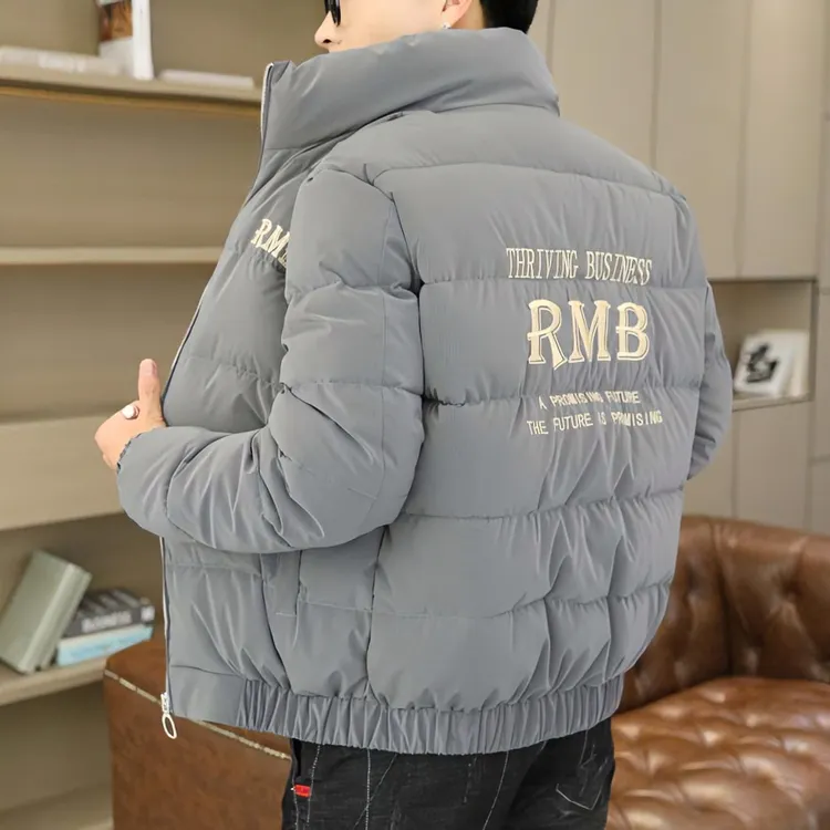 新款刺绣棉衣男士冬季立领潮流保暖棉服时尚百搭棉袄青年修身外套