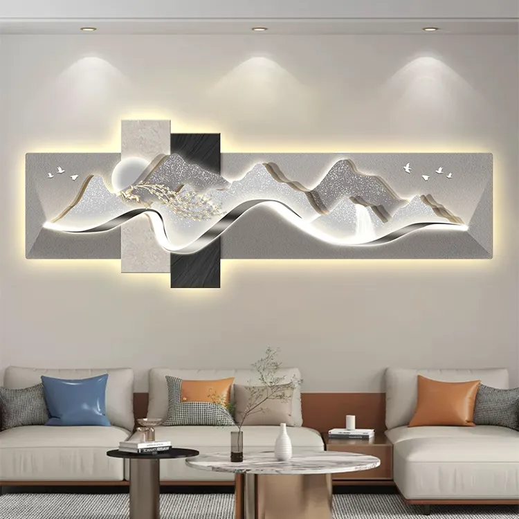 现代轻奢客厅装饰画高级感沙发背景墙画挂画背有靠山2024新款大气