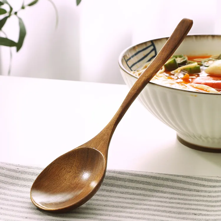 木质干饭勺家用长柄木勺吃播嗦粉勺日式拌饭勺拉面勺子吃饭木汤勺