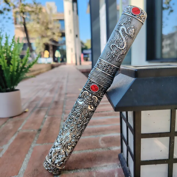 八宝双龙藏刀家用水果刀手把肉刀户外露营钓鱼刀手工锻打收藏把玩