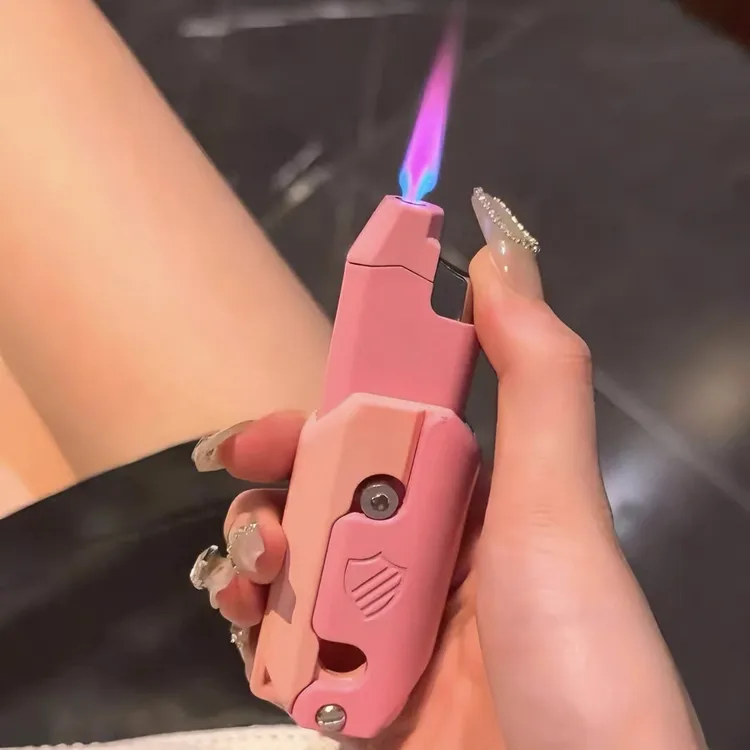 炫酷3D萝卜刀打火机防风创意网红款粉红色火焰便携送男友闺蜜礼物