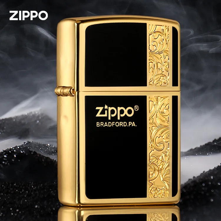 ZIPPO/之宝打火机起源唐草花黑金色男士高档个性经典防风DYX1H1F1